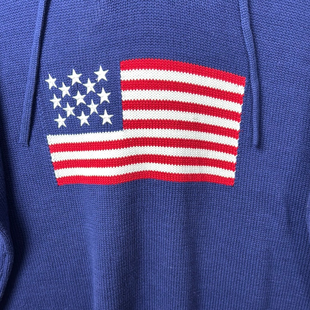 BRIT.NY NWT SZ 1X 100% Cotton hooded Sweater W/FLAG Patriotic 250th USA birthday - Picture 4 of 9